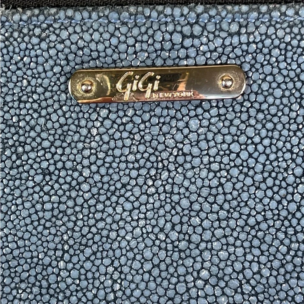 GiGi New York Stingray Leather Pouch Bag Blue Exotic Leather Clutch